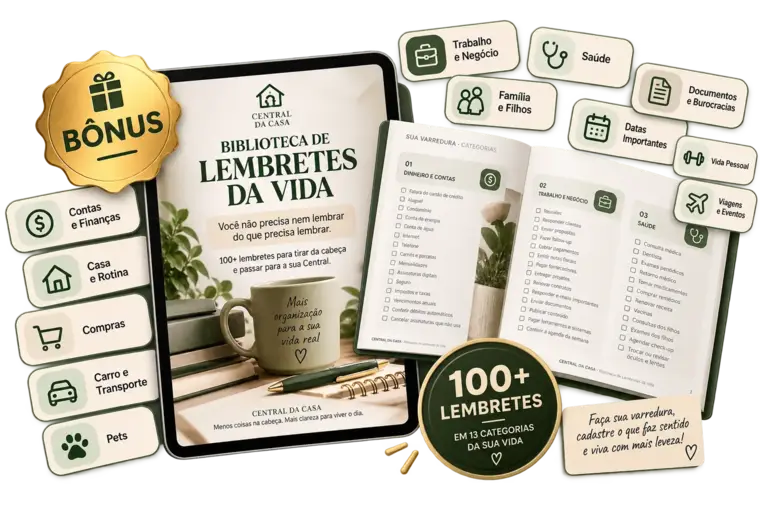 Biblioteca de Lembretes da Vida com mais de 100 lembretes prontos