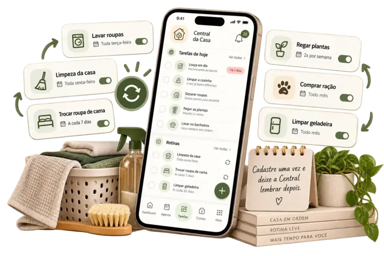 Tarefas e rotinas organizadas no App Central da Casa